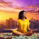 Young Woman Lotus Pose on top of Money | Smart Finance Strategies